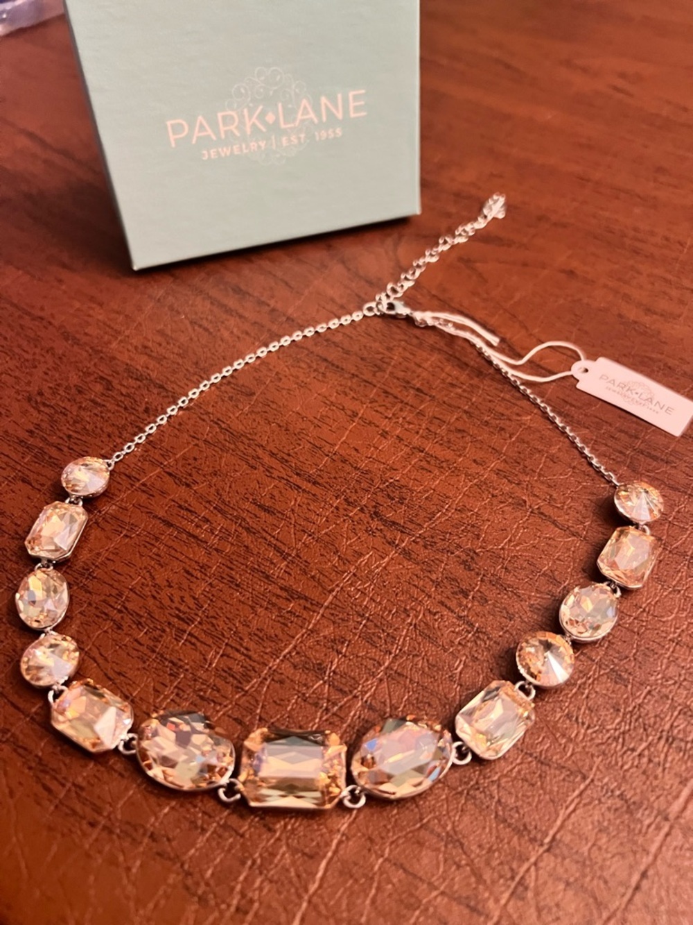 Park Lane BUBBLY Bubbly Statement Necklace, Champagne Crystals, 16”*3”, NWT - Picture 4 of 6